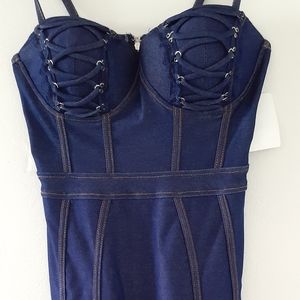 Stretch Denim Midi Dress